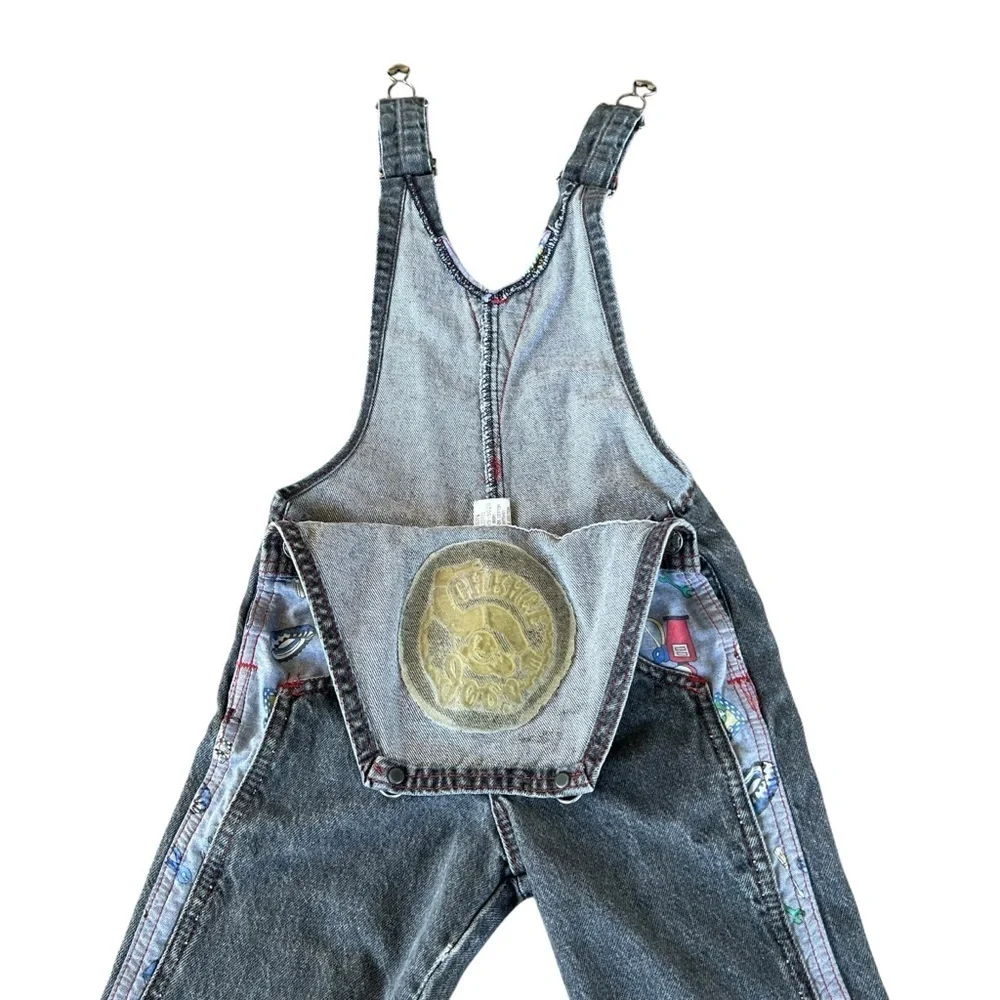 Vintage 90s OshKosh Joe’s Garage Gray Denim Overalls Made in USA Paper Tag Sz 4